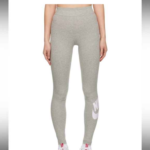 NIKE Essential Leggings Grey/White - Picture 1 of 6